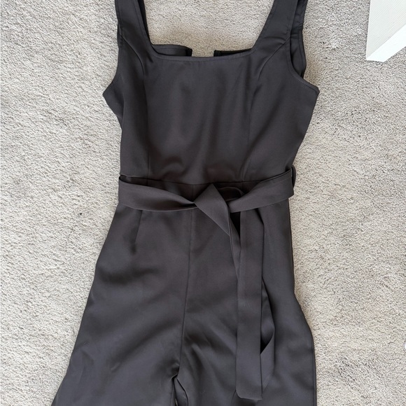SHEIN Black Strapless Wide-Leg Jumpsuit with Waist Sash - Picture 2 of 5